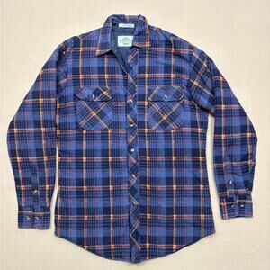 Northwest Territory Men's Blue and Orange Plaid Shacket Size Medium